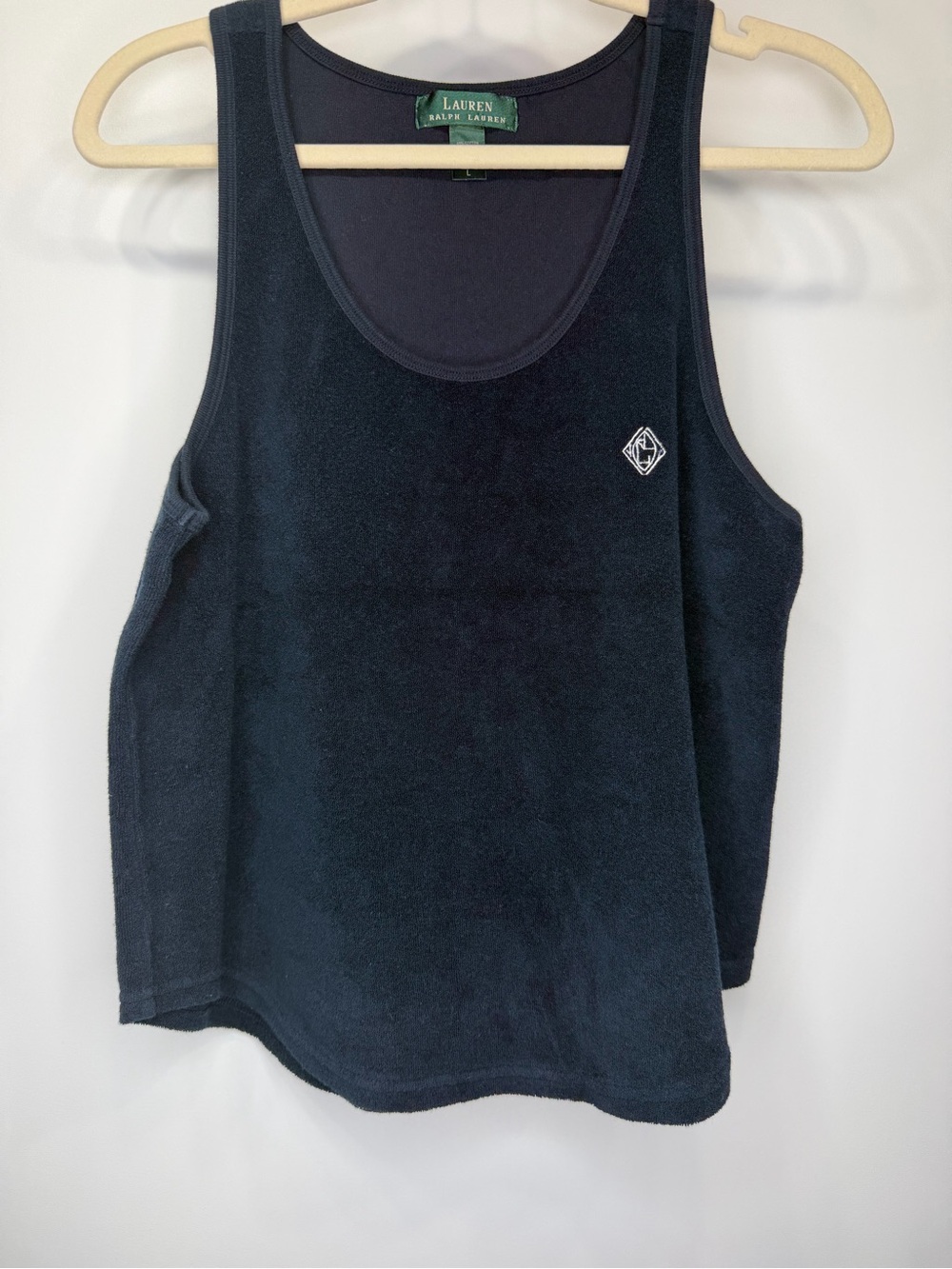 Lauren Ralph Lauren Navy Terry Cloth Tank Top Size Large - Picture 2 of 11
